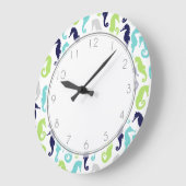Cool Sea Horses Pattern Große Wanduhr (Winkel)