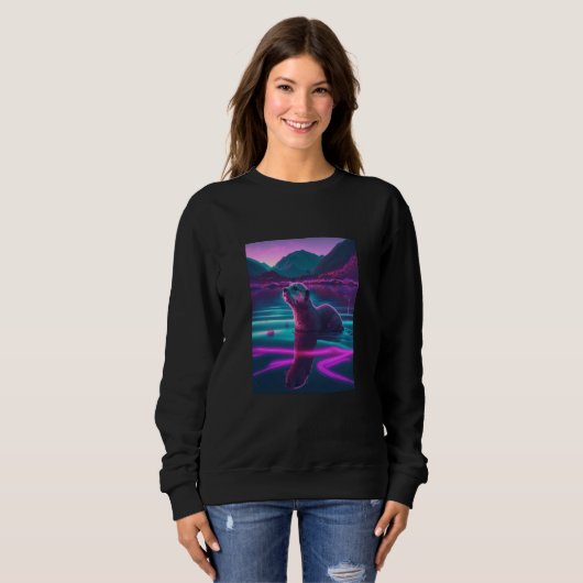 Cool Sea Otter Synthwave Wandering Otter 2 Sweatshirt (Vorne ganz)