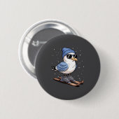 Cool Seagull On Skis - Nordic Winter Seagulls Aprè Button (Vorne & Hinten)