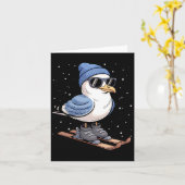 Cool Seagull On Skis - Nordic Winter Seagulls Aprè Karte (Gelbe Blume)