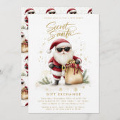 Cool Secret Santa Gift Austausch Weihnachten Einladung (Vorne/Hinten)