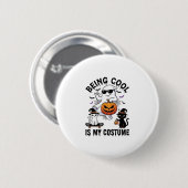 Cool Sein Ist Kostüm Halloween Geist Kürbis Katze_ Button (Vorne & Hinten)