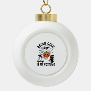 Cool Sein Ist Kostüm Halloween Geist Kürbis Katze_ Keramik Kugel-Ornament