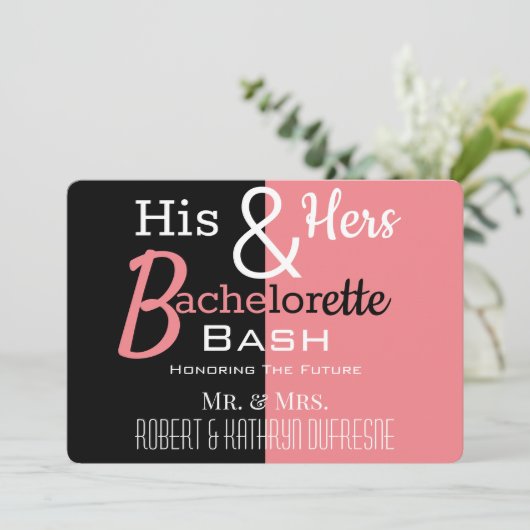 Cool Seiner & ihrer Combo Bachelor/ette Personalis Einladung (Stehend Vorderseite)