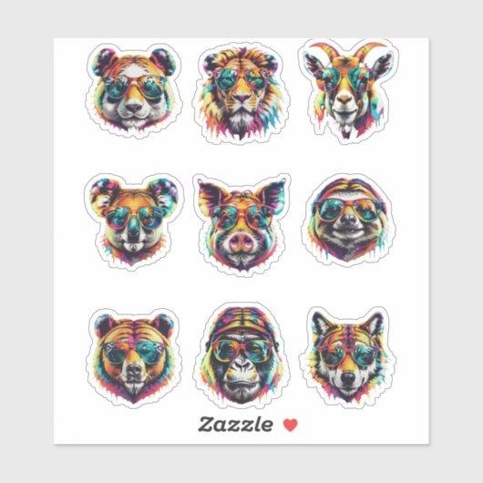 Cool Shades Animal Squad Aufkleber (Blatt)