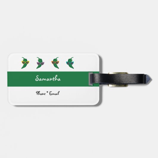 Cool Shades Green Chile Muster Gepäckanhänger (Rückseite horizontal)
