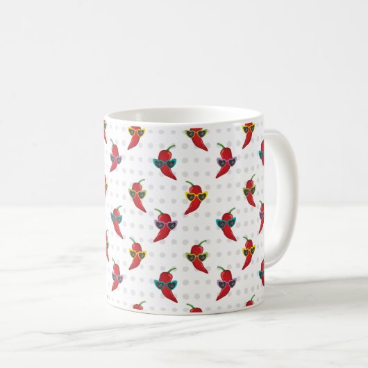 Cool Shades Red Chile Pattern Kaffeetasse (VorderseiteRechts)