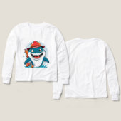 Cool Shark Adventure – Kids’ Long Sleeve Tee (Design Vorderseite & Rückseite)