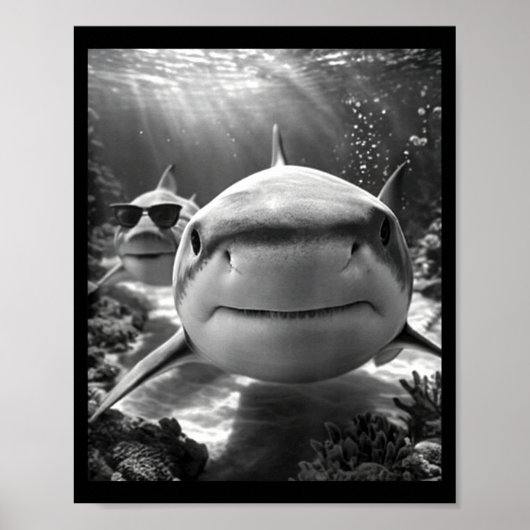 Cool Shark Animal Selfie  Poster (Vorne)