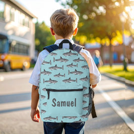 Cool Sharks Blue Ocean Personalized Bedruckter Rucksack