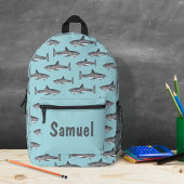 Cool Sharks Blue Ocean Personalized Bedruckter Rucksack