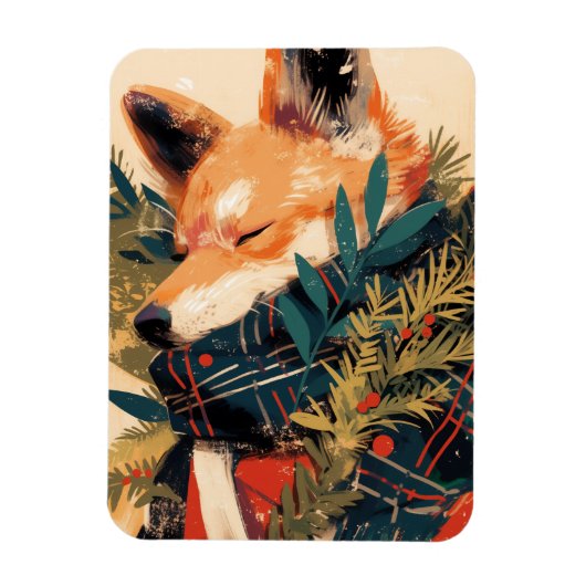 Cool Shiba Inu in Christmas Winter Magnet (Vertikal)