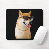 Cool Shiba Inu With Sungles And Gold Chain Sticker Mousepad (Mit Mouse)