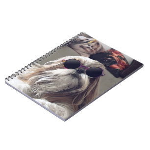 Cool Shih Tzu lang haar Vintag Sonnenbrille Foto Notizblock