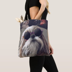 Cool Shih Tzu lang haar Vintag Sonnenbrille Foto Tasche