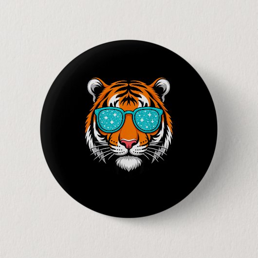 Cool Shirts For Boys Kids, Funny Tiger Sungles  Button (Vorderseite)