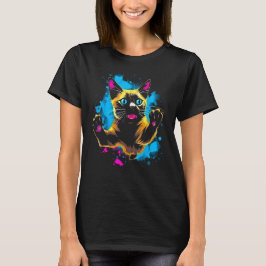 Cool Siamese Cat T-Shirt (Vorderseite)
