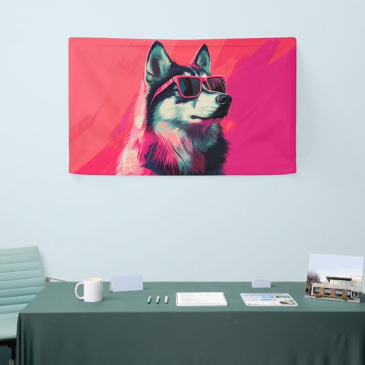 Cool Siberian Husky dog with sunglasses Banner (Messeveranstaltung)