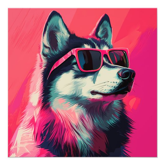 Cool Siberian Husky dog with sunglasses Fotodruck (Vorne)
