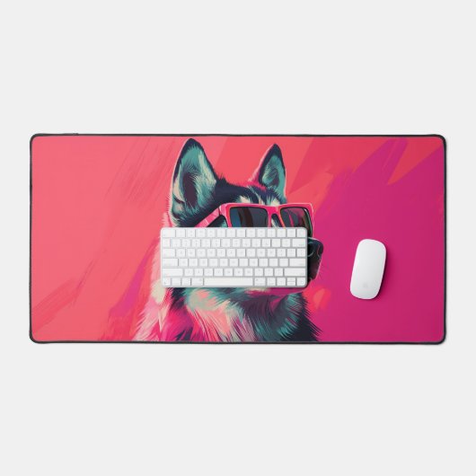 Cool Siberian Husky dog with sunglasses Schreibtischunterlage (Tastatur & Maus)