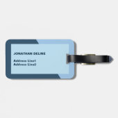 Cool Simple Blue Geometric Monogram Gepäckanhänger (Rückseite horizontal)