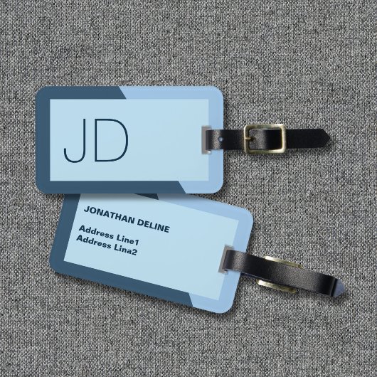 Cool Simple Blue Geometric Monogram Gepäckanhänger