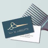 Cool Simple Blue Imitate Gold Scissors Haarbylist Visitenkarte