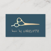 Cool Simple Blue Imitate Gold Scissors Haarbylist Visitenkarte (Vorderseite)