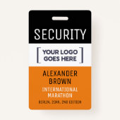 Cool Simple Orange And Black Event Logo Security  Ausweis (Vorderseite)