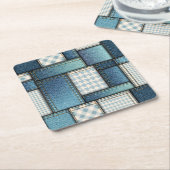 Cool Simulated Blue Denim Fabric Rechteckiger Pappuntersetzer (angewinkelt)