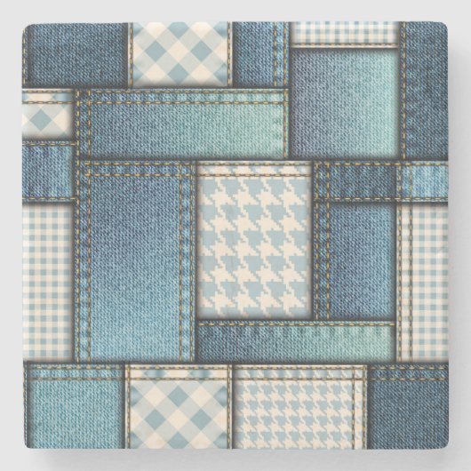 Cool Simulated Blue Denim Fabric Steinuntersetzer (Vorderseite)