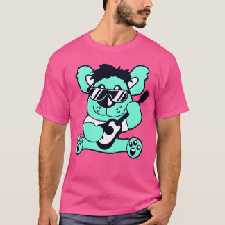 Cool Sittingeddyoy Bear Playing Guitar Music funny T-Shirt