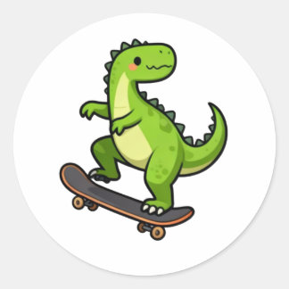 Cool Skateboarding Dinosaur Kids T-Shirt Design Runder Aufkleber