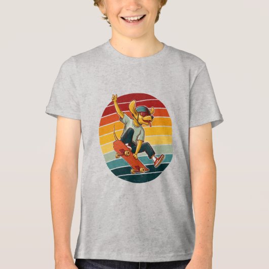 Cool Skateboarding Dog Illustration Tri-Blend Shirt (Vorderseite)