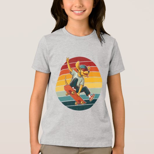 Cool Skateboarding Dog Illustration Tri-Blend Shirt (Vorderseite)