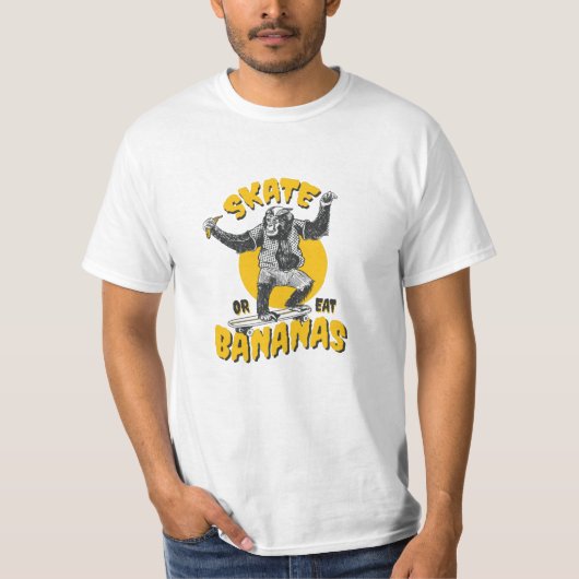 Cool Skateboarding monkey - Skate or eat bananas T-Shirt (Vorderseite)