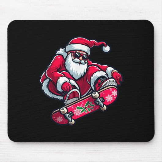 Cool Skateboarding Santa Claus Christmas Pajama Ki Mousepad (Vorne)