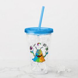 Cool Skater Bulldog Blue Acrylic Tumbler Acryltrinkbecher
