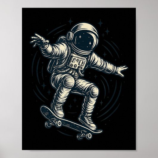 Cool Skating Astronaut Costume For Boys And Girls Poster (Vorne)