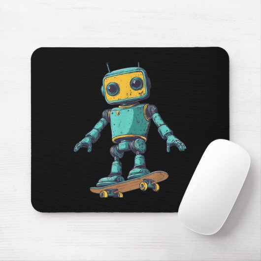 Cool Skating Robot With Skateboard Costume Mousepad (Mit Mouse)