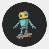 Cool Skating Robot With Skateboard Costume  Runder Aufkleber (Vorderseite)
