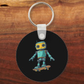 Cool Skating Robot With Skateboard Costume Schlüsselanhänger (Vorderseite)