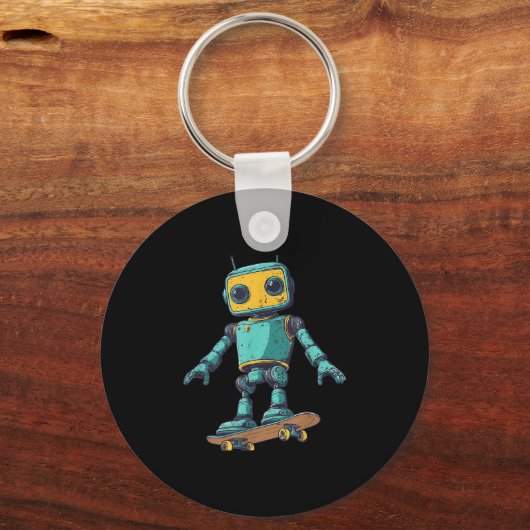 Cool Skating Robot With Skateboard Costume Schlüsselanhänger (Vorderseite)