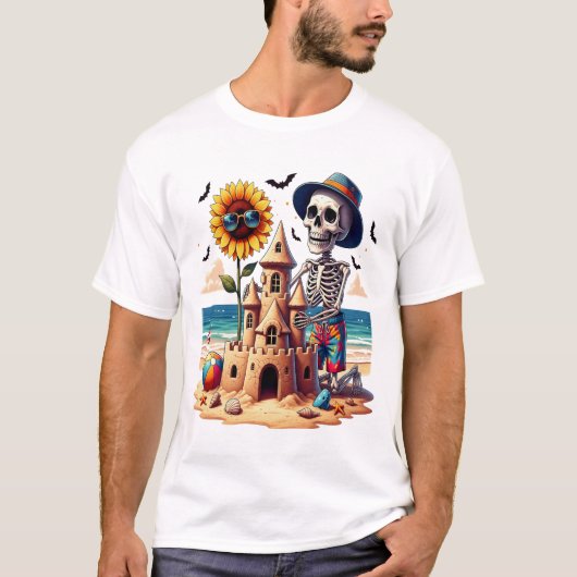 Cool Skeleton at the Beach T-Shirt (Vorderseite)
