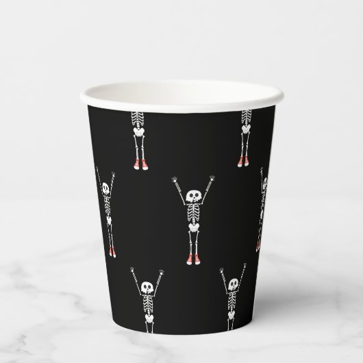 Cool Skeleton Halloween Pattern Pappbecher (Rückseite)