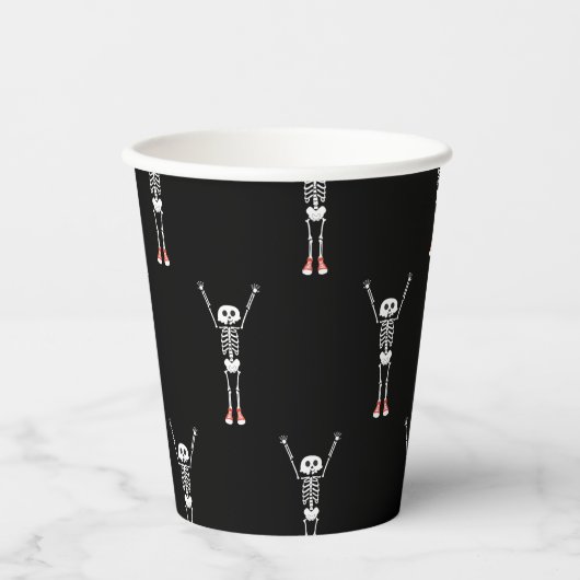 Cool Skeleton Halloween Pattern Pappbecher (Vorderseite)