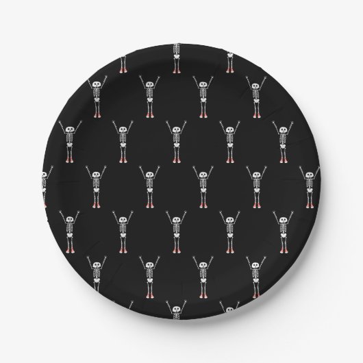 Cool Skeleton Halloween Pattern Pappteller (Vorderseite)