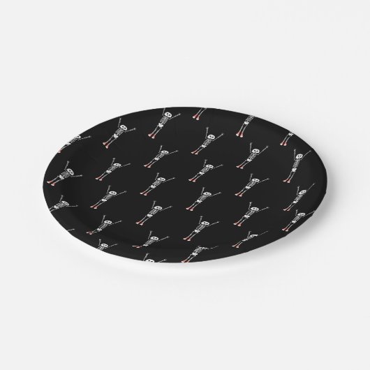 Cool Skeleton Halloween Pattern Pappteller (Schrägansicht)