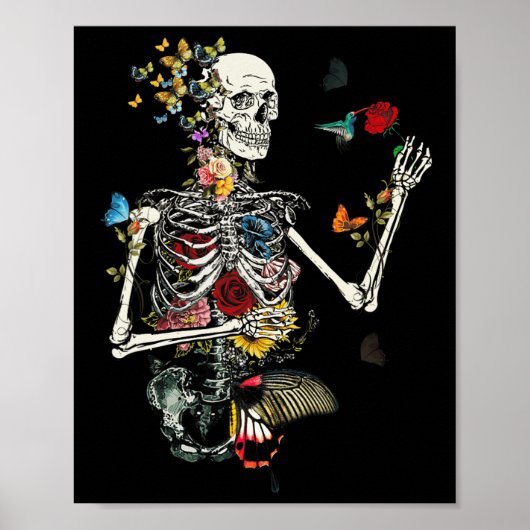 Cool Skeletton Pflanze Natur Blume Halloween Poster (Vorne)
