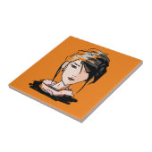 Cool skizzierte Frau - Künstlerische Zeichentrickf Fliese (Seite)